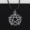 20pcs / серии кожаного шнура Тибетского Silver Star Pentagram ожерелье Choker Шарм черного ожерелье DIY