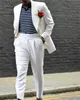 White Men Suits Blazer Groom Wear For Wedding Tuxedos Slim Fit 2 Pieces Best Mens Prom Suits (Jacket+Pants) Custom Made