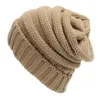 adult Beanie Knit Hat Winter Solid Cap Slouchy Skull Ski Warm Men Woman Beanie Hat LJJK24329751004