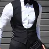 Kamizelki męskie Black Men Kamizelka na ślub Groom Smokingu One Piece Slim Fit Waistcoat Solid Color Męski Fashoin Odzież