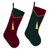 Red Green Velvet Stocking z Skarpetkami Dekoracji Tassel Christmas Pończochy Nowy Zestaw Arrvial 2 szt