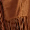 Damskie Kurtki Fringe Bez Rękawów Kurtka Kobiety Skórzane Zamszowe Tassels Vintage Cowgirl Coat Cardigan Chaqueta Mujer