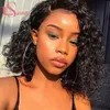 LS Water Wave Human Hair Wigs 150% Brazilian Remy Short Bob Lace Closure Wig For Women Frontal Remy hair Lace Wig Deep wave