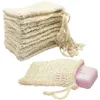 Soap Exfoliating Bags Natural Ramie Soap Bag Mesh with Drawstring for Foaming and Drying the Soap LX2473