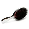Hair Brushes Luxury Gold And Silver Color Boar Bristle Paddle Brush Oval Anti Static Comb Hairdressing Massage