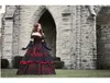 2020 Robes de mariée rouge dentelle noire au large de l'épaule Vintage à lacets Corset sans bretelles hiérarchisé Beauté Encolure Plus Size Robe de mariée