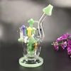 Unieke glazen waterpijpen hookahs kleurrijke paddestoel perc recycler dab rig jade bedwelmende 9.8inch 14mm joint bong