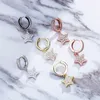 남성 여성 패션 귀걸이 옵션 골드 실버 컬러 CZ 스파클 스타 Earings 농구 아이스 아웃 블링 CZ 락 펑크 보석 3 색