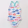 Baby Girls Swimsuit Suspender Kids Swimwear One Pieces Printed Toddler Bathing Suit Children Beachwear Summer Kids Clothing 5pcs D4990