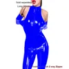 12 couleurs col haut fermeture éclair à l'entrejambe Catsuit dame Sexy moulante sans manches combinaison brillant Cosplay Catsuit nouveauté fête Clubwear