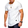 Men's New T-shirt Fashion Summer Jogger Men Solid T Shirts Casual Slim Fit Ribbed Shoulder Biker Elastic White&Black Short Sleeve Tops Shirt 1IE4S