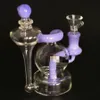 hot sell 6"Hookahs Recycler Dab Rig Wax Herb Tobacco Glass Bongs hookahs Oil Rig Water pipe