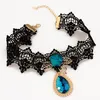 حار بيع الأصل ريترو الأسود الرباط الرقبة سلسلة الماس الأزرق رائعة قلادة أنثى الشخصية المجوهرات بالجملة