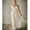 Plus Size Wedding Dresses Beach Summer Short Sleeve See Through Princess Romantic Elegant Applique Chiffon boho Bridal Gown