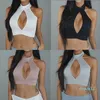 Fashion-Summer Women Ladies Sexy Bustier Vest Crop Top Tanks Solid Hollow Out Short Vest Tanks Tops Black White Pink