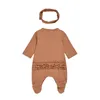 pasgeboren kleding baby baby meisje jongen lange mouw Solido-hals Romper + hoofdband Jumpsuit outfit 2 stks set conjunto infantil menino