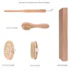 3PCSSet Bath Brush Set Dry Hud Body Soft Natural Borstle Brush Träbadduschborste Spa Body Brush med avtagbart handtag D6236671