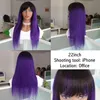 黒人女性のための強打が付いている紫色のまっすぐな人間の髪の毛のかつら、ブラジルのレミー1b紫色のオムレ氷のかつらフルマシンが無いばくされていない