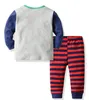 Kerstmis Baby Pyjama Peuter Jongens Santa Elk Gedrukt Tops Gestreepte Broek 2 stks Sets Baby Girl Home Suits Children Clothing 3 Design BT4757