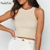 Womens Summer Sexy Off Shoulder Knitted Tank Tops Wholesale White Black Solid Slim Fitness Summer Crop Tees