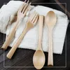 Natural Solid Color Creative Long Handle Spoon Wooden Spoon Fork Travel Portable Tableware Soup Spoons Fork Eco-friendly Forks BH3853 TQQ
