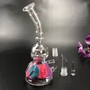 7.5 Pulgadas Colorido Resplandor Oscuro Vidrio Agua Fumar Pipas Cachimbas Panal Filtro Dab Rig Mini Bubbler Bongs