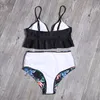 2021 Mulheres Swimsuit Cintura Alta Maid roupa Plus Size Swimwear Push Up Bikini Set Vintage Beach Wear Biquini