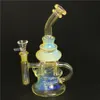 9-Zoll-Silberglas-Bong, rauchige farbige Dab-Ölplattformen, berauschende Wasserpfeife mit 4-mm-Quarz-Banger-Nagel-Recycler, Öl-Bubbler, Zyklon-Perc