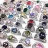 wholesale 20pcs/Lot Women's Rings Fashion Silver Zircon Stone Rhinestone Metal Luxurious Jewelry Ring Wedding engagement Bands Brand New