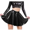 Plus Size S-6xl A-Line Pleated Ladies Fashion High midja kort minikjol Summer Dancing Party Wear Wet Look PVC Clubwear