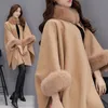 Mazefeng Women Winter Womens Cloak Big Fur Collar Plus Size Wool Coats女性の長いジャケットパーカアウターウェアPhyl22