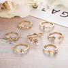 Vrouwen Boheemian Star Moon Style Ring Set Creative Retro Simple Joint Rings Fashion Jewelry 7 -delige / set