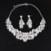 Hoge kwaliteit bruiloft sieraden sets bruids zilveren ketting en oorbellen kristal vrouwen feestjurk Jewerly accessoires