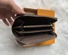 Männer berühmte einzelne Zippy-Geldbörse Damenhandtaschen Geldbörsen Clutch-Geldbörsen Ledergeldbörse Kartenhalter Vintage braune Druckblumen-Clutch 225D