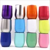 12oz Wine Tumblers Egg Tumbler Stemless Tumbler Stainless Steel Double Walled with lid Mixed Colors Options Fedex