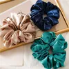 Scrunchies de cor de cor brilhante grandes mulheres Silk Silk Scrunchie Elastic Hair Bands Meninas Headwear Donut Grip Loop Titular De Rabo