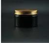 4oz vazio preto animal de estimação cosméticos creme de cosméticos recipiente de boca largo com ouro tampa de parafuso de alumínio 120ml pó cosmético