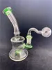 Dab oil Rig bong Thick Glass beaker Bongs Inline Perc Water Pipes 14mm Joint small recycler Bong With glass oil burner pipe dhl free