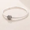 Sparkling Pave Clasp Snake Chain Bracelet for Pandora Real Sterling Silver Wedding designer Jewelry For Women Girlfriend Gift luxury Bracelets with Original Box