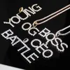 Nome personalizado Colar de jóias de alta qualidade banhado a ouro bling bling out sparkle cz letra colar de pingente com corrente de corda 24inch
