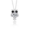 Top Qualité 925 Sterling Silver Womens Bling Cubic Zirconia Set Mignon Hibou Charme Collier Chaîne Diamant Bijoux Cadeau D'anniversaire pour Femmes Filles