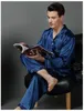 Luxury Spring Mens Silk Pyjama Set Pyjamas Men Sleepwear Sleeping Style Silk Nightgown Home Male Satin Soft Cozy for Sleeping