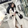 Autumn And Winter Casual Fashion Women Wool Jacket Loose Plus Long Sleeves Lapel Trench Double-breasted Decoration Coat