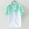 Mannen Cool Katoen Linnen Shirt Ademend Kleurverloop Casual Zomer Strand Shirt Tops SER88287j