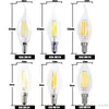 Ściemnialny E14 E12 włókno Lampa LED 220 V 110 V 2W 4W 6W LED Edison żarówki Szkło Dimming Filament Świecę Światła Bożonarodzeniowe Światła