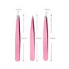 Pink Stainless Steel Eyelash Curler Eyebrow Tweezers Scissors False Eyelashes Applicator Makeup Set with bag1892758