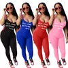 Plus size 2XL summer Women solid color sling Jumpsuits trendy black Rompers sexy sleeveless skinny bodysuits Casual blue Overalls 3519