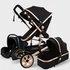 Multifunktional 3 in 1 Kinderwagen Luxus Tragbare Hohe Landschaft 4 Rad Kinderwagen Klappwagen Gold Baby Neugeborenen