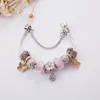 Gold butterfly &pink charms DIY bracelet string act the role of style charm manufacturers selling in Europe6261518