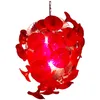 빨간색과 명확한 꽃 아트 유리 펜던트 램프 방 장식 LED 라이트 라이트 소스 100% 손으로 송달 유리 체인 펜던트 조명 현대 LED 샹들리에